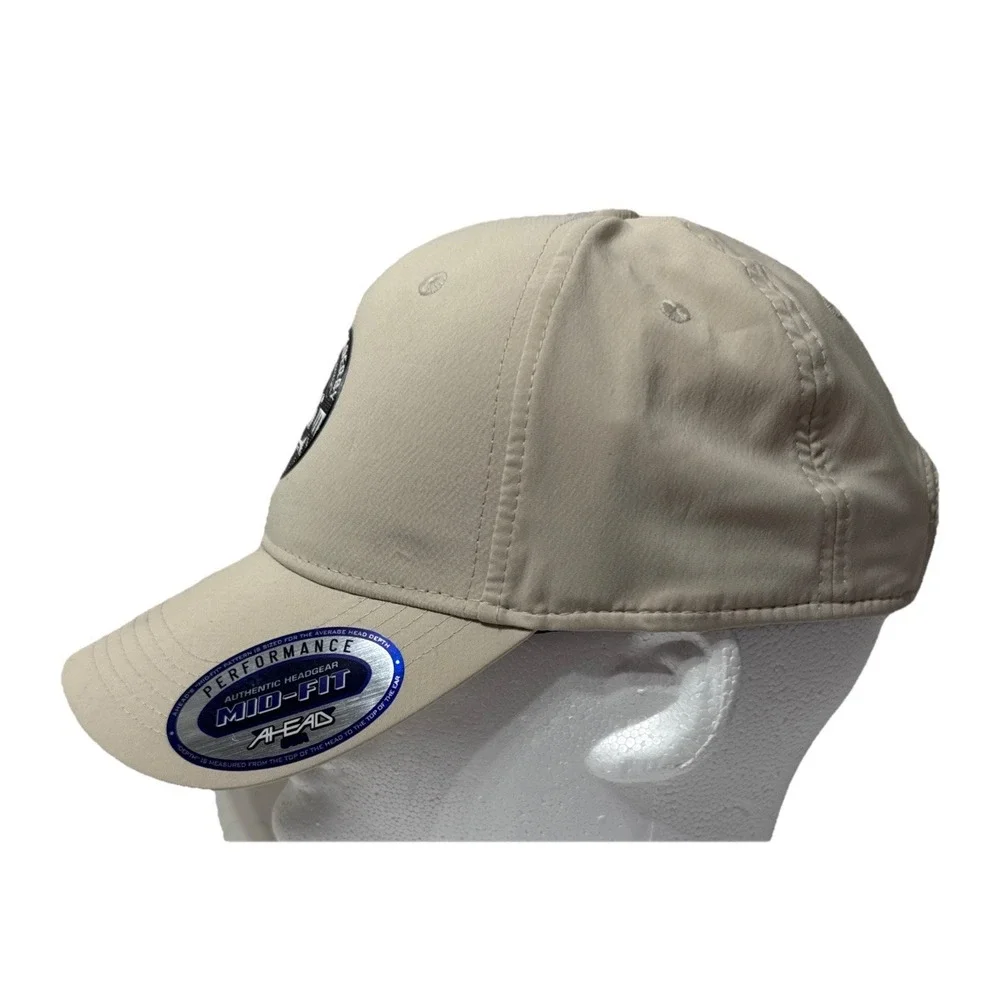 AHEAD Mid Fit Kentucky Derby 146 Performance Ball Golf Hat Cap Hook Loop Beige